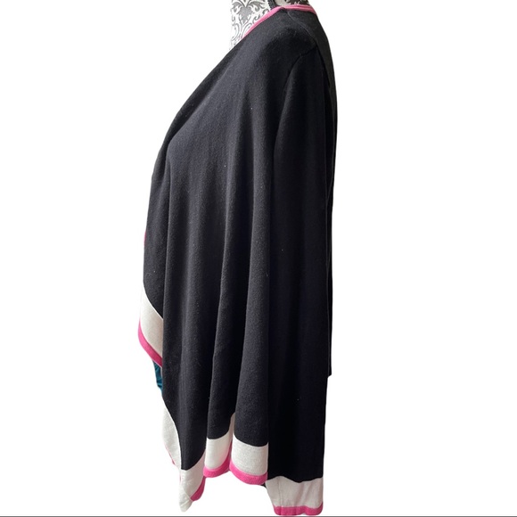 Charter Club - Black, pink, and white sweater cardigan with beautiful drape, 1X - Picture 4 of 8